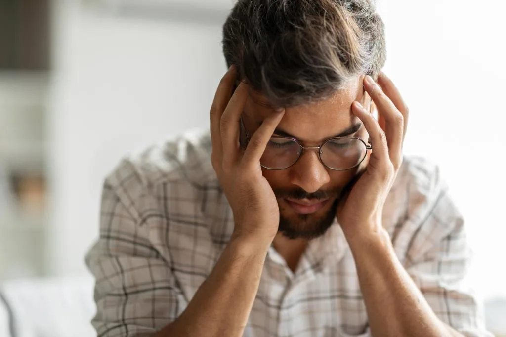 man under stress